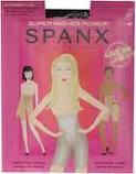 A pink packet of SPANX Shaper Knickers features illustrated women of various skin tones and hair colours wearing the product. The word "SPANX" is in bold white letters, and additional product information appears in smaller text above and below the illustrations.