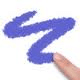 A hand-drawn, zigzag blue line appears on a white background. A person’s fingertip, positioned at the lower right corner, touches the end of the blue line, suggesting the line was drawn with a finger.