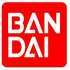 A red square logo with the word "BANDAI" written in bold, white, uppercase letters. "BAN" is stacked above "DAI," with clean, modern typography centred within the red background.