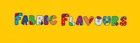The words “FABRIC FLAVOURS” appear in playful, colourful, patterned letters on a bright yellow background. Each letter has a unique design, featuring polka dots, stripes, and various colours, giving the image a cheerful, whimsical feel.