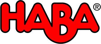 The image shows the HABA logo with the brand name "HABA" in bold, rounded red letters outlined in black. A registered trade mark symbol (®) appears at the top right of the second "A". The background is white.