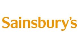 The image shows the Sainsbury's logo, featuring the word "Sainsbury's" in bold, rounded orange letters on a white background. There are no additional graphics or elements.