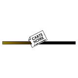 A horizontal line transitions from gold on the left to black on the right. Positioned diagonally at the intersection is a white rectangle with the text "CARTE NOIRE" and smaller words underneath. The background is plain white.
