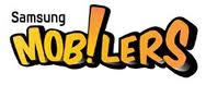 A logo with the text "Samsung Mobilers" in bold, playful, yellow and black cartoon-style lettering. The letter "I" in "Mobilers" is stylised as an orange exclamation mark. "Samsung" appears in small black text above the larger word.