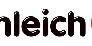 The image shows the Schleich logo with the word "Schleich" in bold, black rounded letters and a large orange circle containing a white "S" to the right of the text. The logo has a modern and playful appearance.