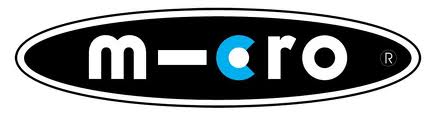 Logo with a black oval background and white border. Inside, white lowercase letters spell “m-cro.” The “c” is blue with a white inner curve, creating a stylised, playful look. A small circled "R" for registered trade mark appears near the right edge.