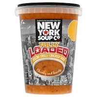 A plastic tub of soup.