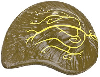 A brownish-green, kidney-shaped liver with glossy texture, featuring yellow branching lines illustrating the network of bile ducts across its surface.