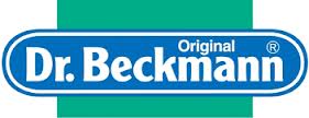 Logo for Dr. Beckmann. The text “Original Dr. Beckmann” appears in white, bold letters on a blue oval background with a thin white border. A green rectangle sits behind the oval, extending slightly beyond its edges.