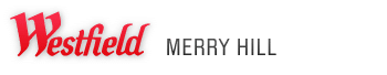 Logo for Westfield Merry Hill. The word "Westfield" is in bold red, italic script on the left, and "MERRY HILL" appears in uppercase black letters in a simple font on the right. The background is light grey.