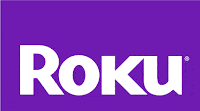The image features the Roku logo in bold white letters on a solid purple background. The word "Roku" is centred and written in a modern, sans-serif font, with a registered trade mark symbol next to it.