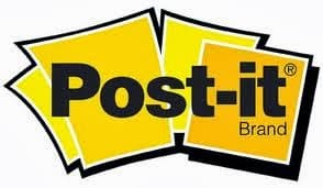 Logo showing overlapping yellow Post-it notes. The front note is darker yellow and displays the text "Post-it Brand" in bold, black letters. The other notes are light yellow, tilted and layered behind the main note.