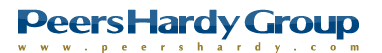 The image features the text "Peers Hardy Group" in large, blue letters. Below, in smaller gold letters, is the website "www.peershardy.com" against a light grey background.