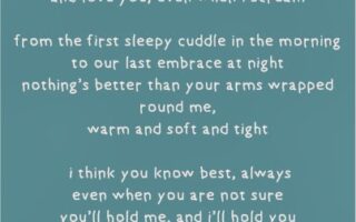 A turquoise poster with white text presents a heartfelt poem from a child to their mother about love and comfort. Small white hearts border the poster. At the bottom, a Fairy fabric conditioner logo appears above the tagline, "EMBRACE THE POWER OF SOFT.