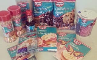 A group of food items on a worktop.