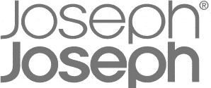 The image shows the "Joseph Joseph" logo in a modern, grey, rounded sans-serif font. The word "Joseph" is repeated twice, stacked, with the top one lighter and the bottom one bolder. A registered trade mark symbol appears at the top right.