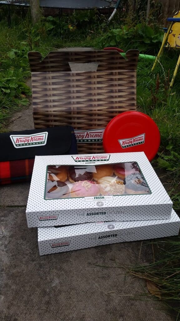 A group of boxes of doughnuts.