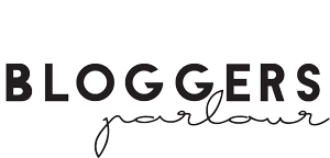 Black text logo on a light background. The word "BLOGGERS" is in bold, all-caps sans-serif font. Below, the word "parlour" appears in a thin, cursive script, aligned to the right under "BLOGGERS".