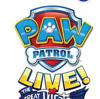 The image shows the "PAW Patrol Live! The Great Pirate Adventure" logo. "Nickelodeon" is at the top, with a blue badge behind "PAW Patrol," and "LIVE! The Great Pirate Adventure" in bold, colourful letters beneath. A paw print is featured in the logo.